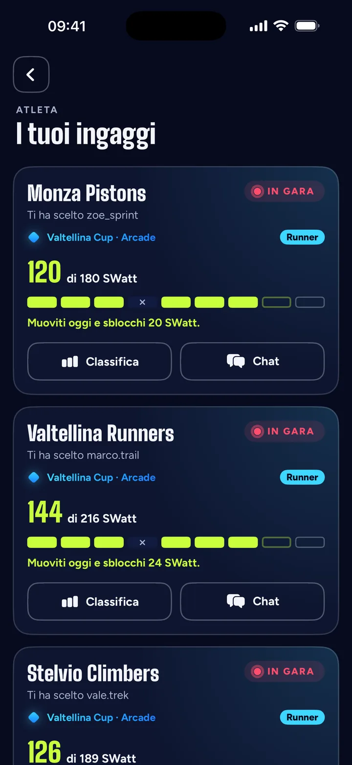 Schermata dell’app SwattRacing: I manager ti comprano